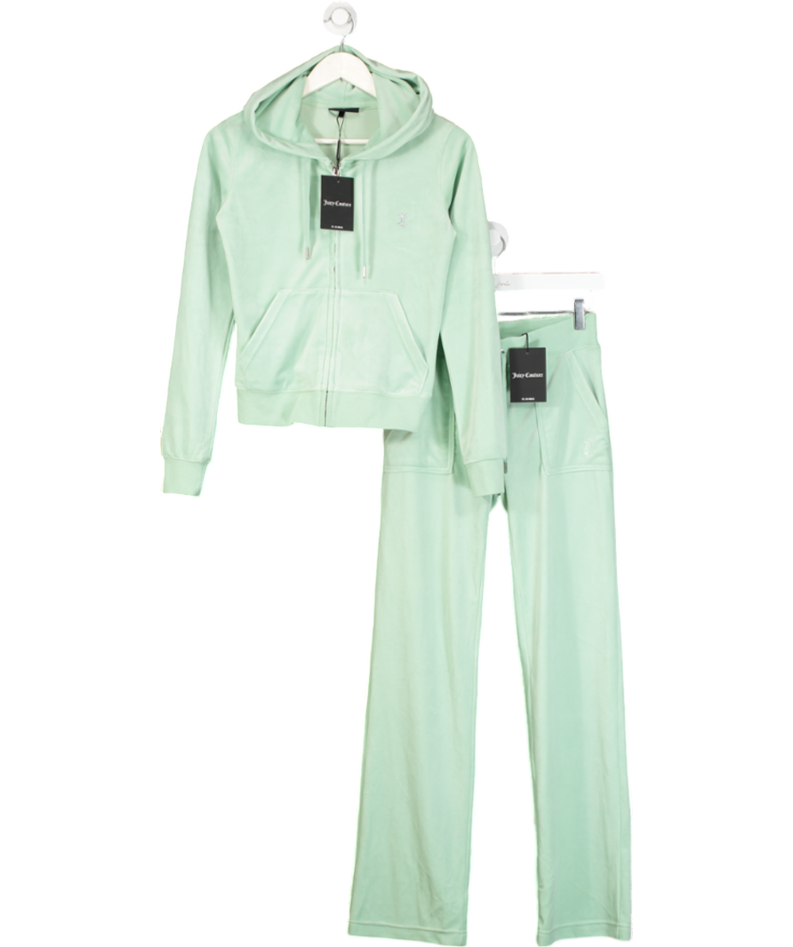 Juicy Couture Green Diamanté Tracksuit Top & Bottoms UK S
