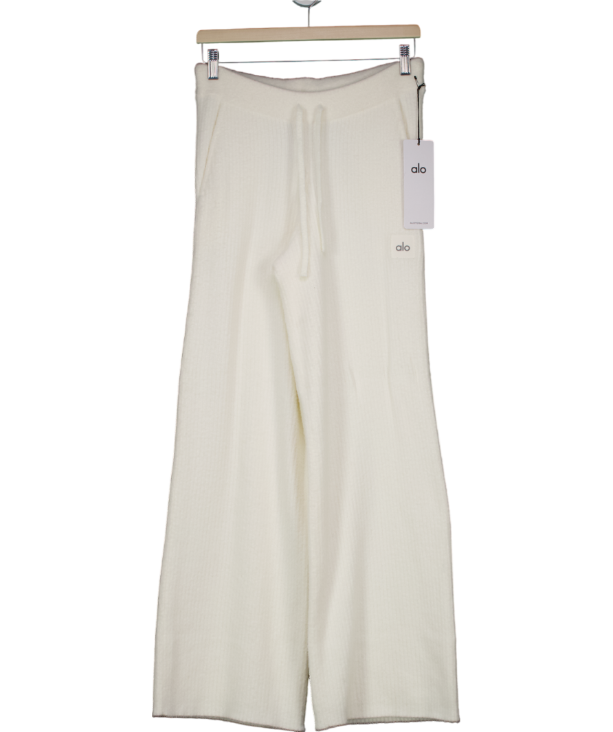 alo yoga Cream Snuggle Up High-waist Wide Leg Pants UK S