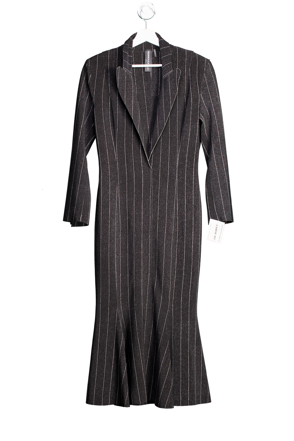 Norma Kamali Black Pinstripe Jersey Midi Dress UK S