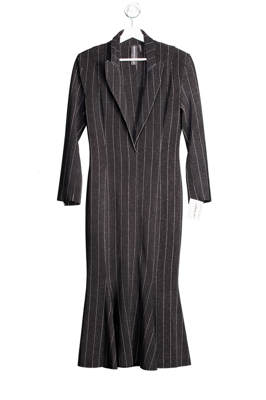 Norma Kamali Black Pinstripe Jersey Midi Dress UK S