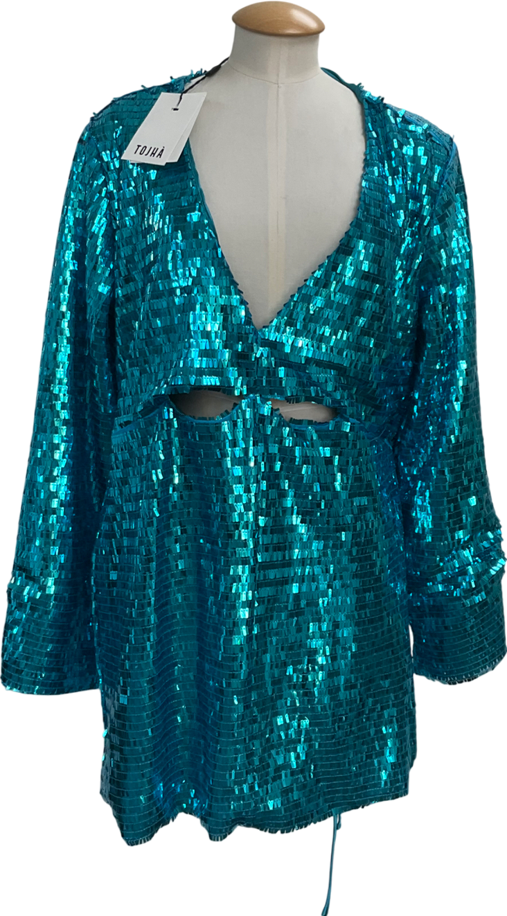 Tojhā Blue Fiore Sequin Dress UK 10