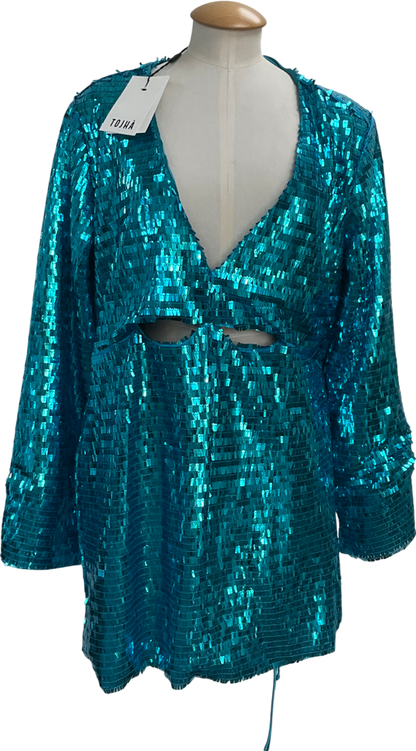 Tojhā Blue Fiore Sequin Dress UK 10