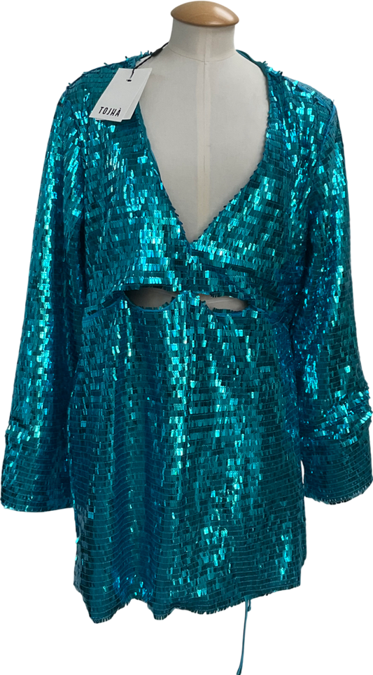 Tojhā Blue Fiore Sequin Dress UK 10