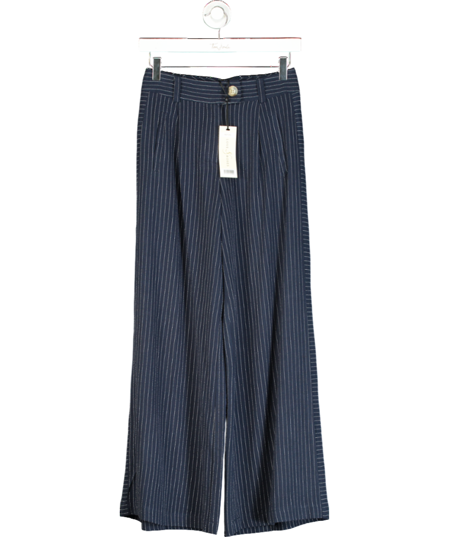 Loves & Roses Blue Tailored Pinstripe Wide Leg Trousers UK 6