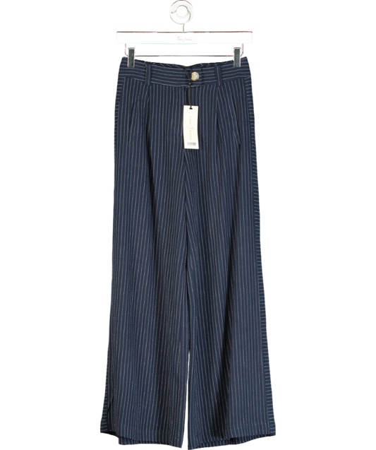 Loves & Roses Blue Tailored Pinstripe Wide Leg Trousers UK 6