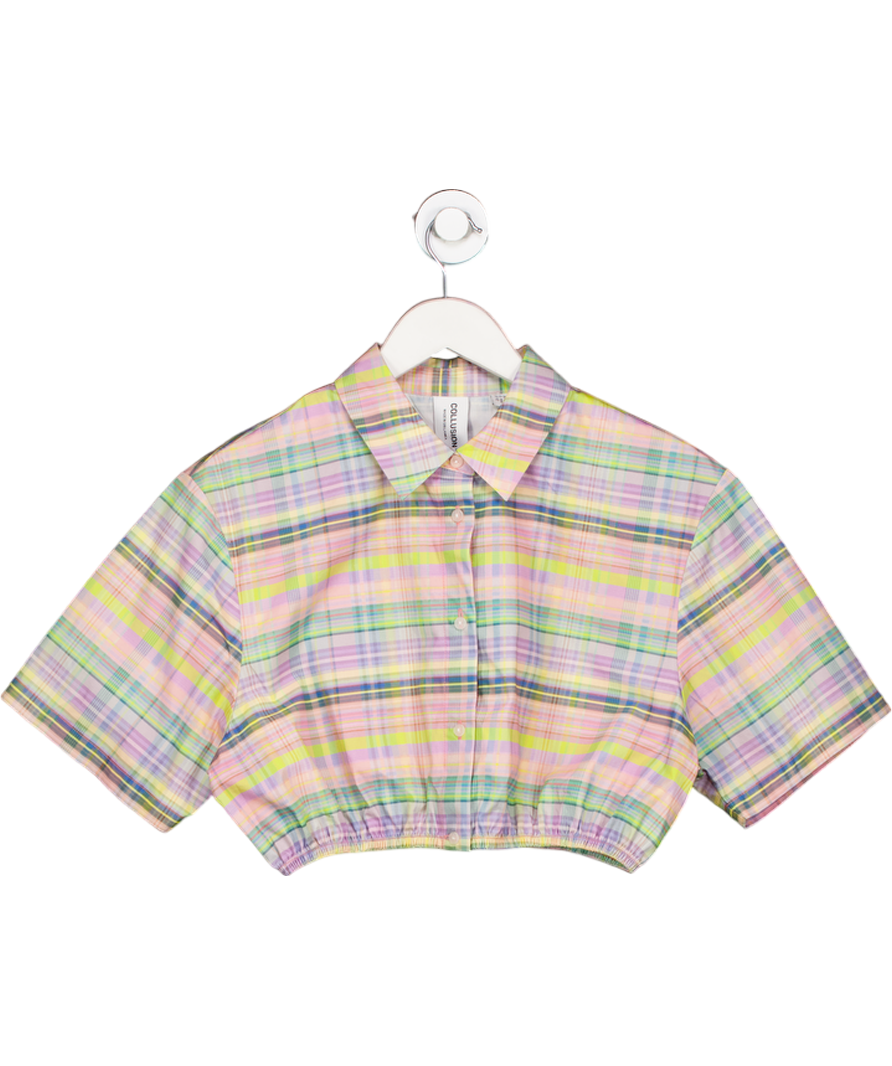 Collusion Multicoloured Cropped Checked Shirt UK 10