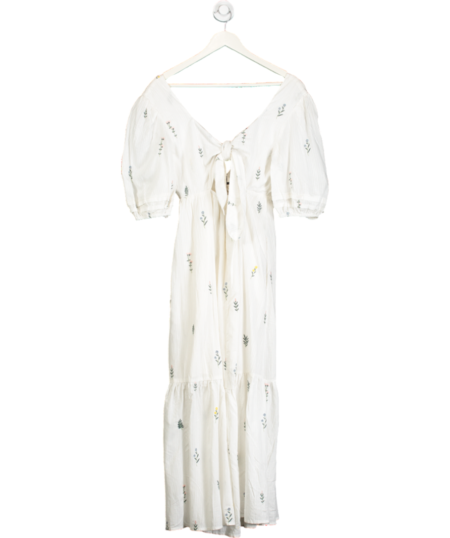 Olive & Frank White Floral Embroidered Dress UK M