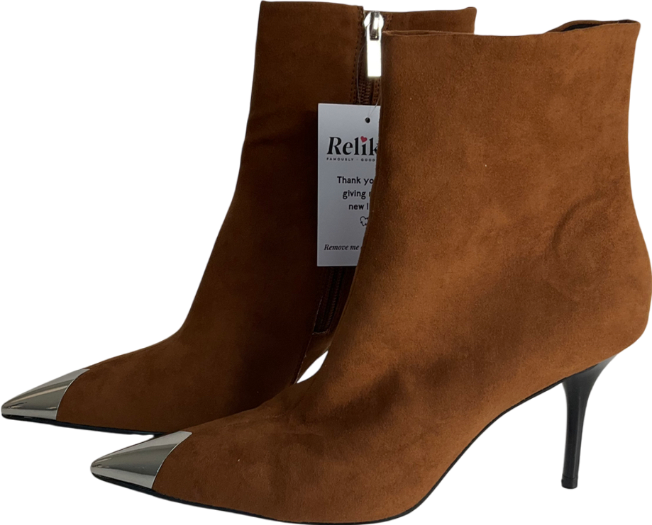ASOS Brown Ellis Toe Cap High-heeled Boot In Tan UK 7 EU 40👠