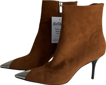 ASOS Brown Ellis Toe Cap High-heeled Boot In Tan UK 4 EU 37 👠