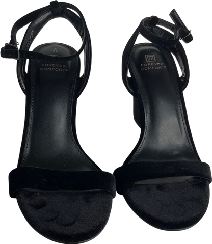 Next Black Velvet Standard/wide Fit Forever Comfort® Block Heel Sandals UK 4 EU 37 👠