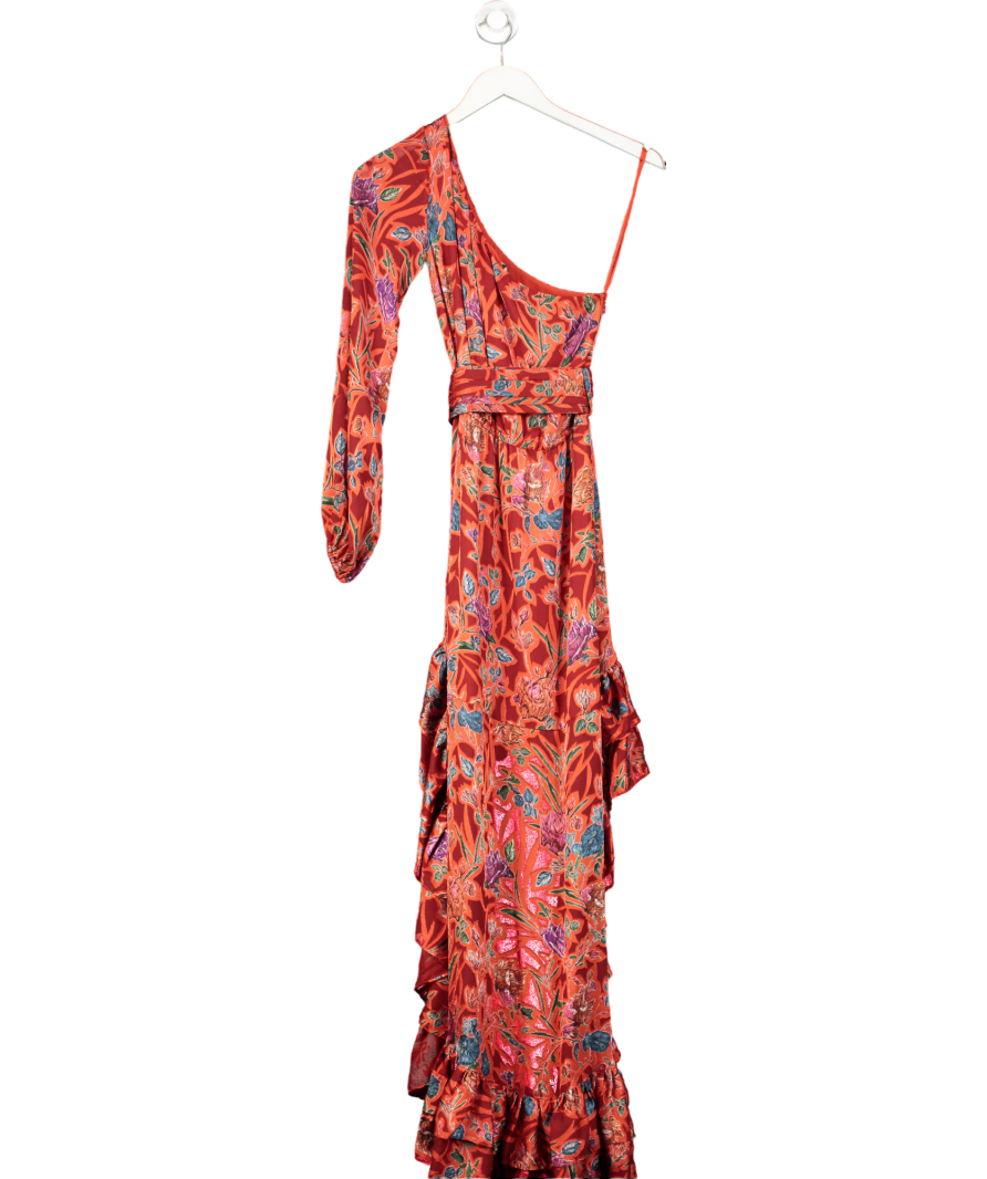 Alexis Red Marseilleasymmetrical Hi-low Floral Maxi Dress/gown Belted UK XS