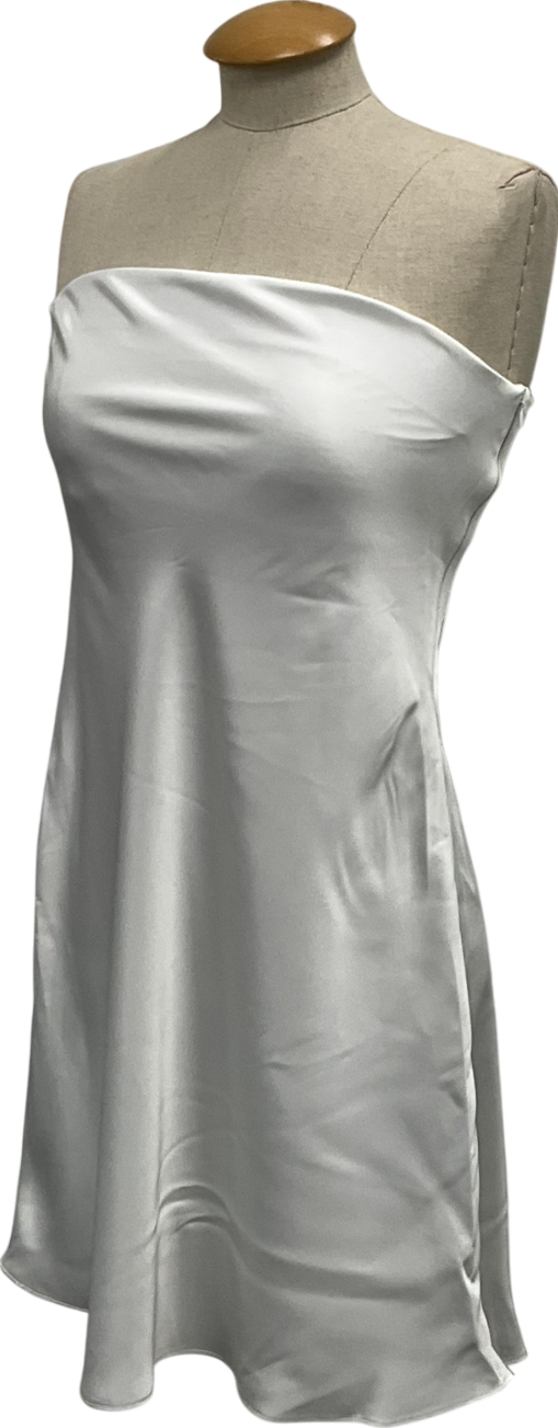 Primark White Strapless Satin Dress UK 12