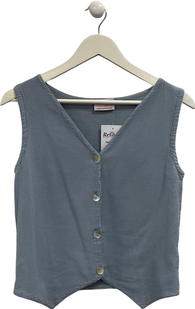 one life Blue Button Down Tank UK S/M