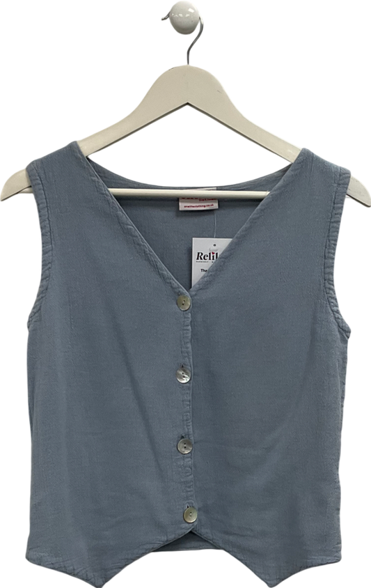 one life Blue Button Down Tank UK S/M