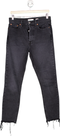 RE/DONE Faded Black High Rise Ankle Crop Jeans UK W29