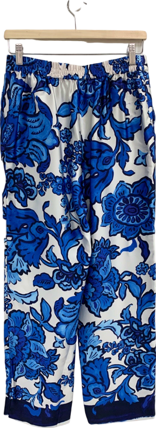 Mango Blue/White Floral Pants UK M