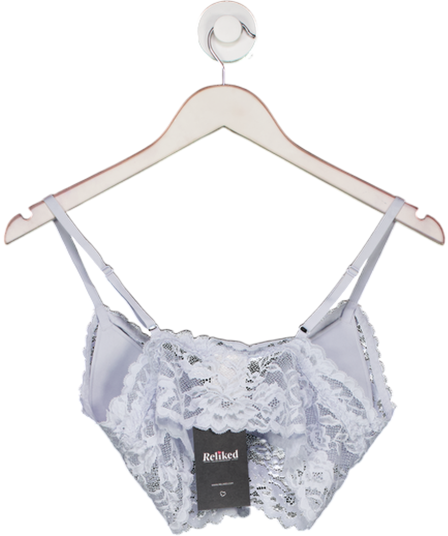 H&M Blue Microfibre And Lace Bralette UK M