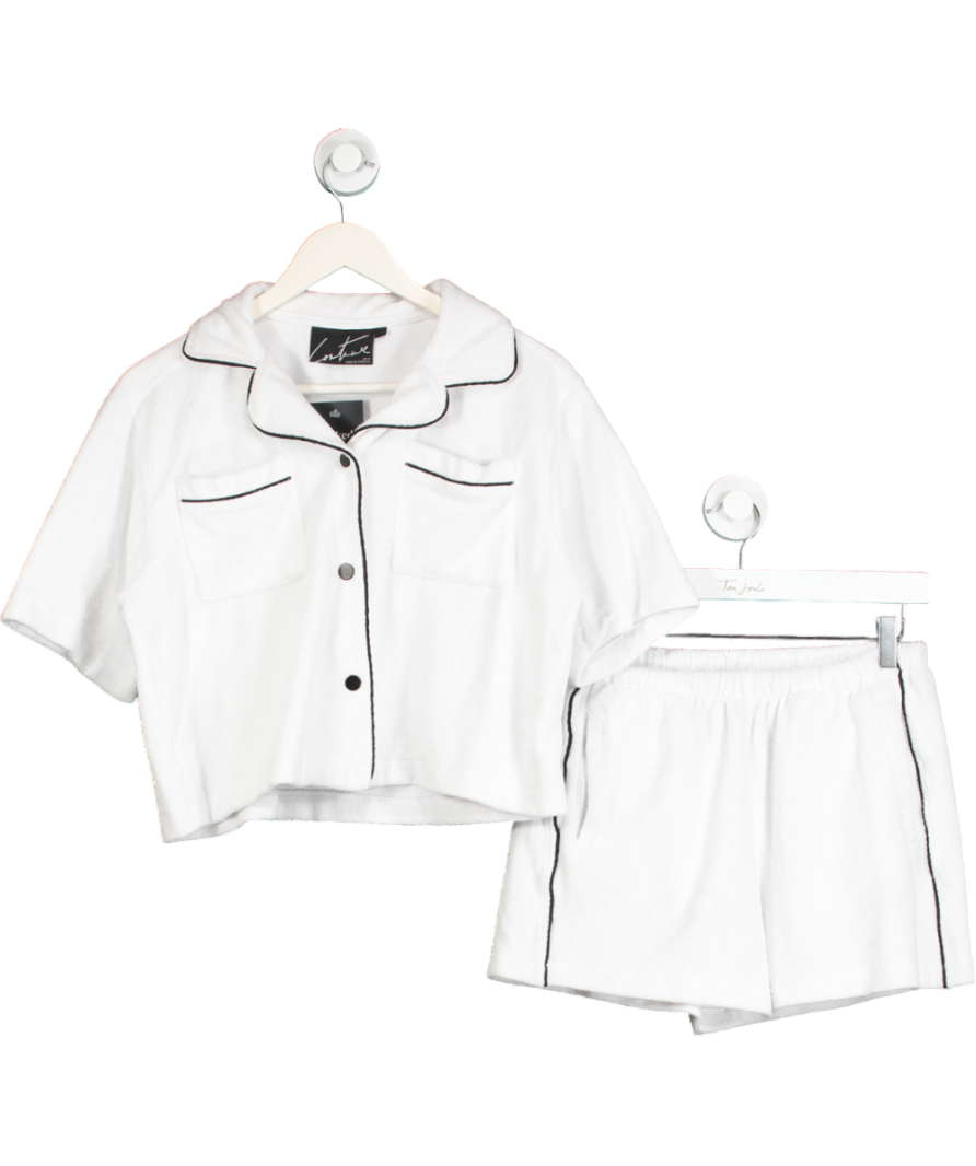 The Couture Club White 2-piece Heavyweight Towelled Resort Shorts And  Co-ord Shirt Set UK 6