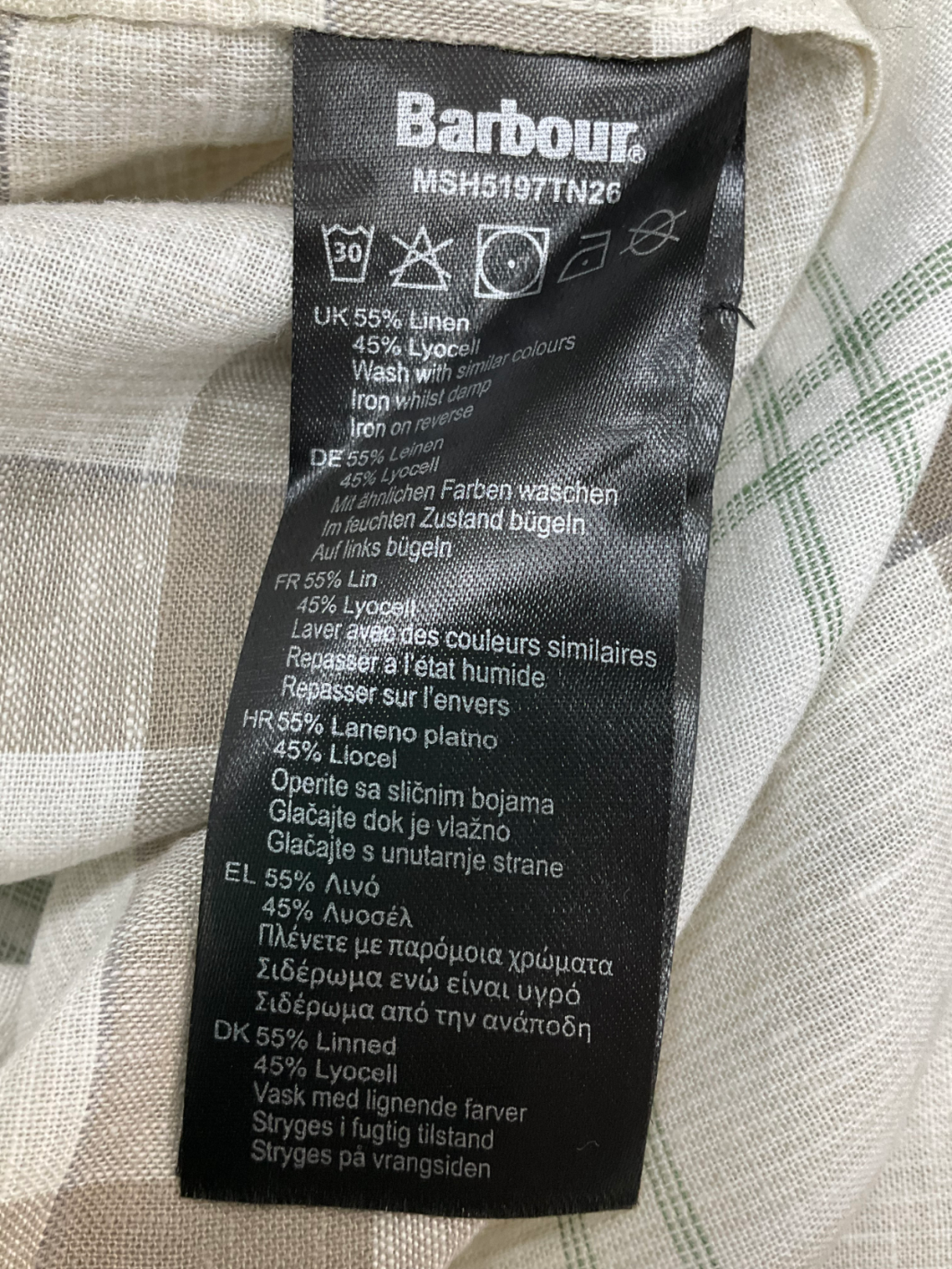 Barbour Beige Croft Check Shirt UK XL