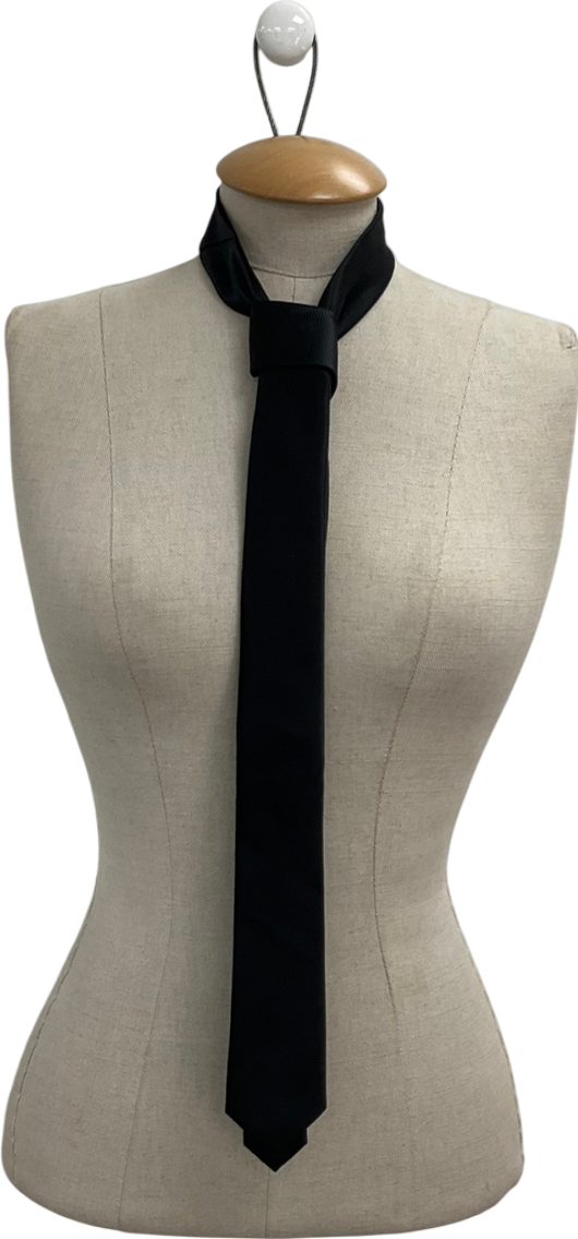 Hisdern Black Solid Colour Tie One Size