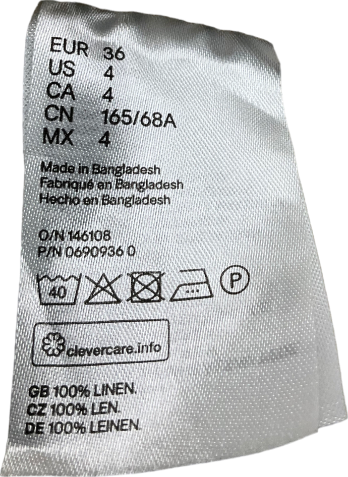 H&M Beige Striped Linen Trousers UK 8