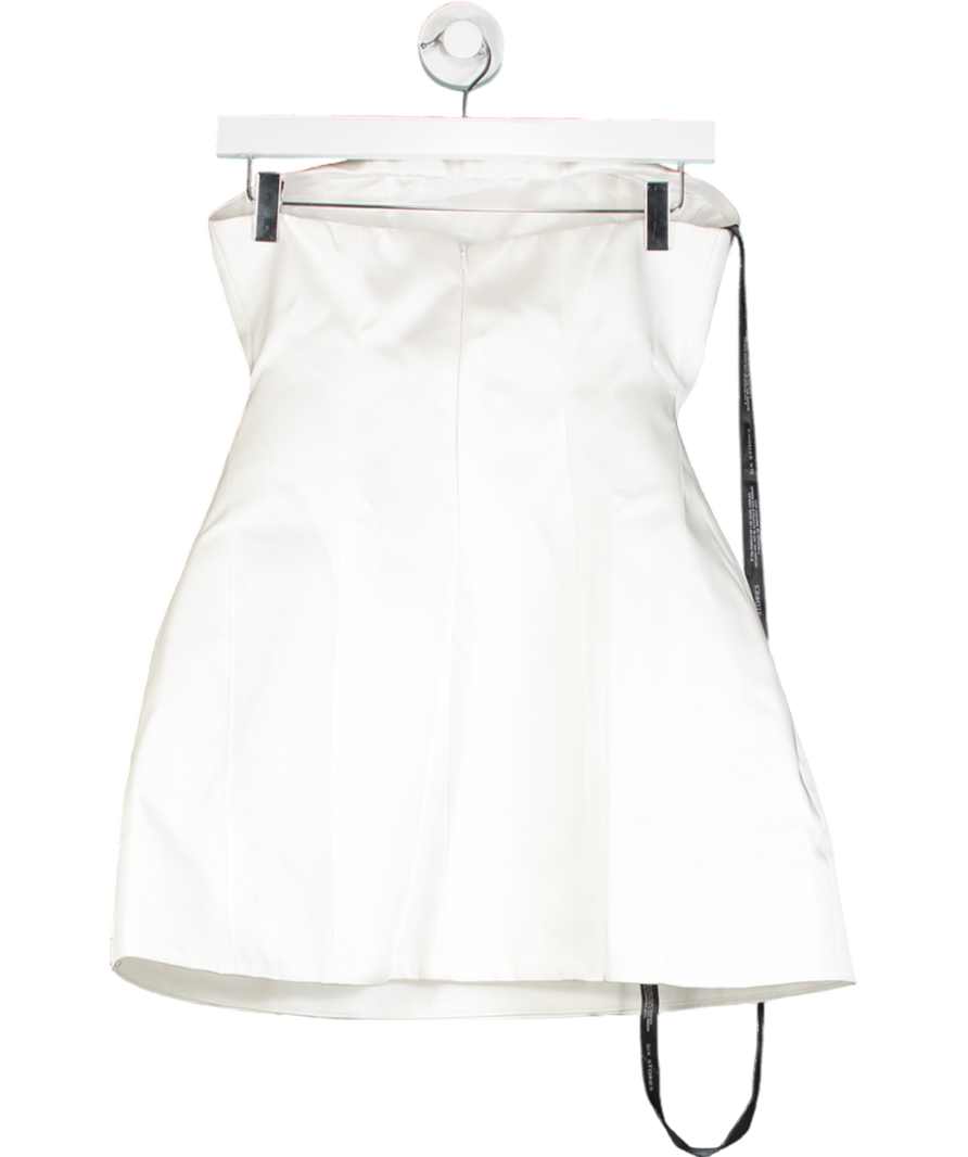Six Stories Bandeau Satin A Line Mini Dress - White UK 8