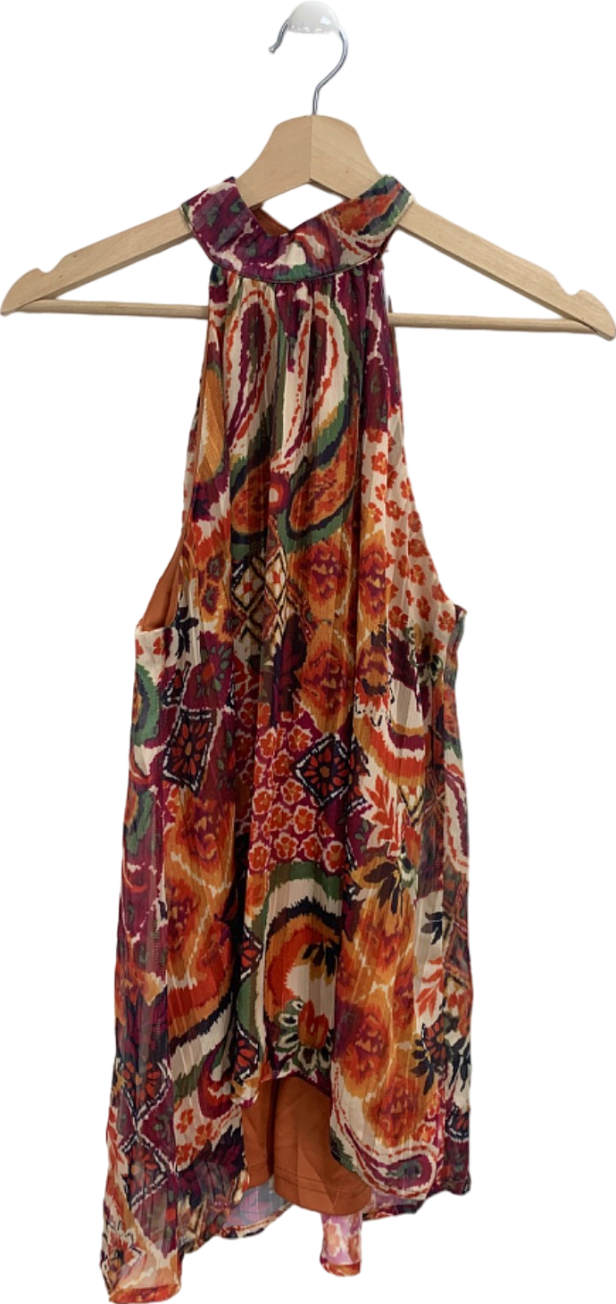 Blue Vanilla Multicolour Halterneck Printed Top UK 10