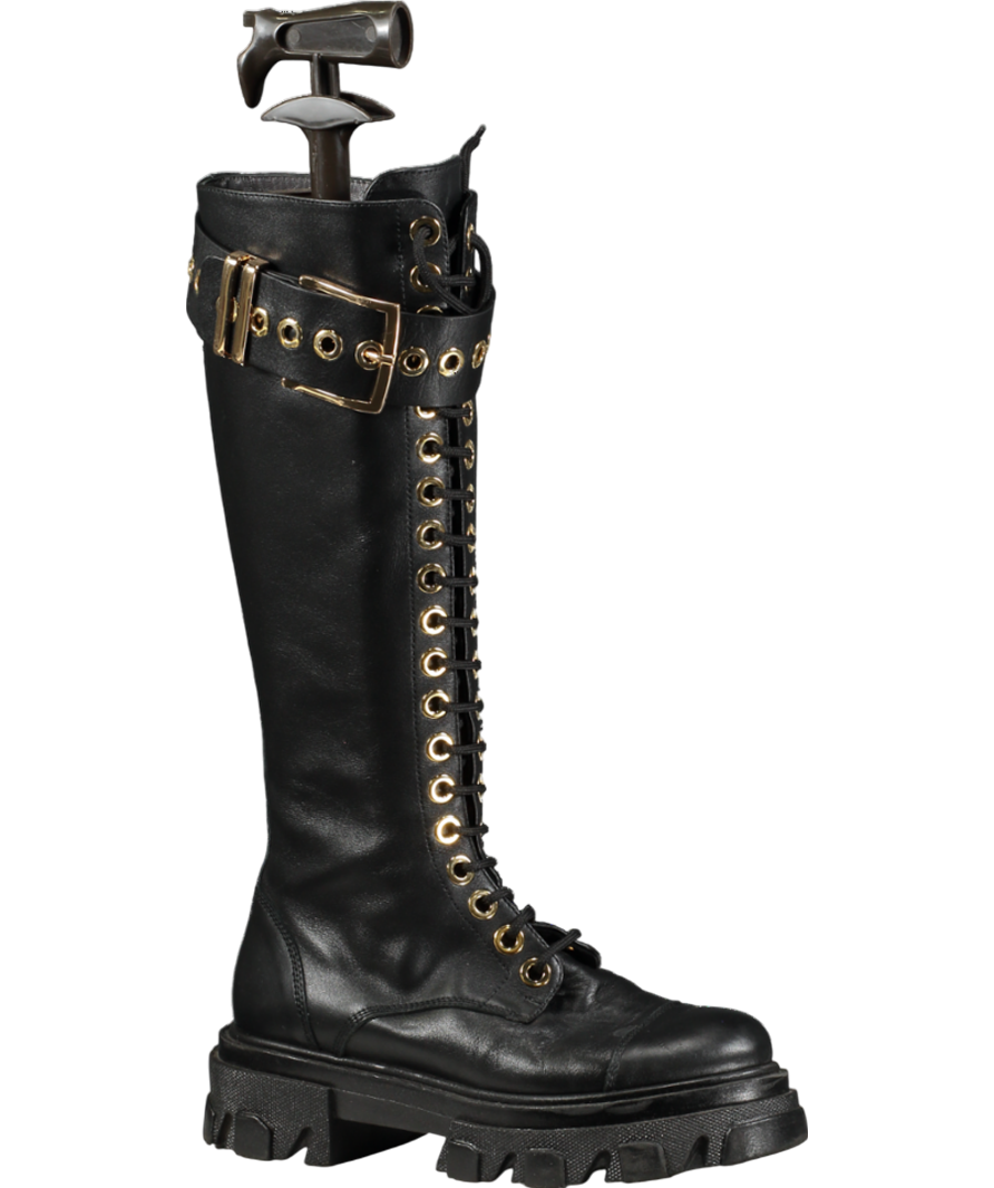 Amen Black Knee-length Lace-up Boots UK 3 EU 36 👠