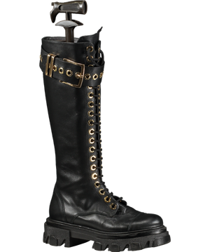 Amen Black Knee-length Lace-up Boots UK 3 EU 36