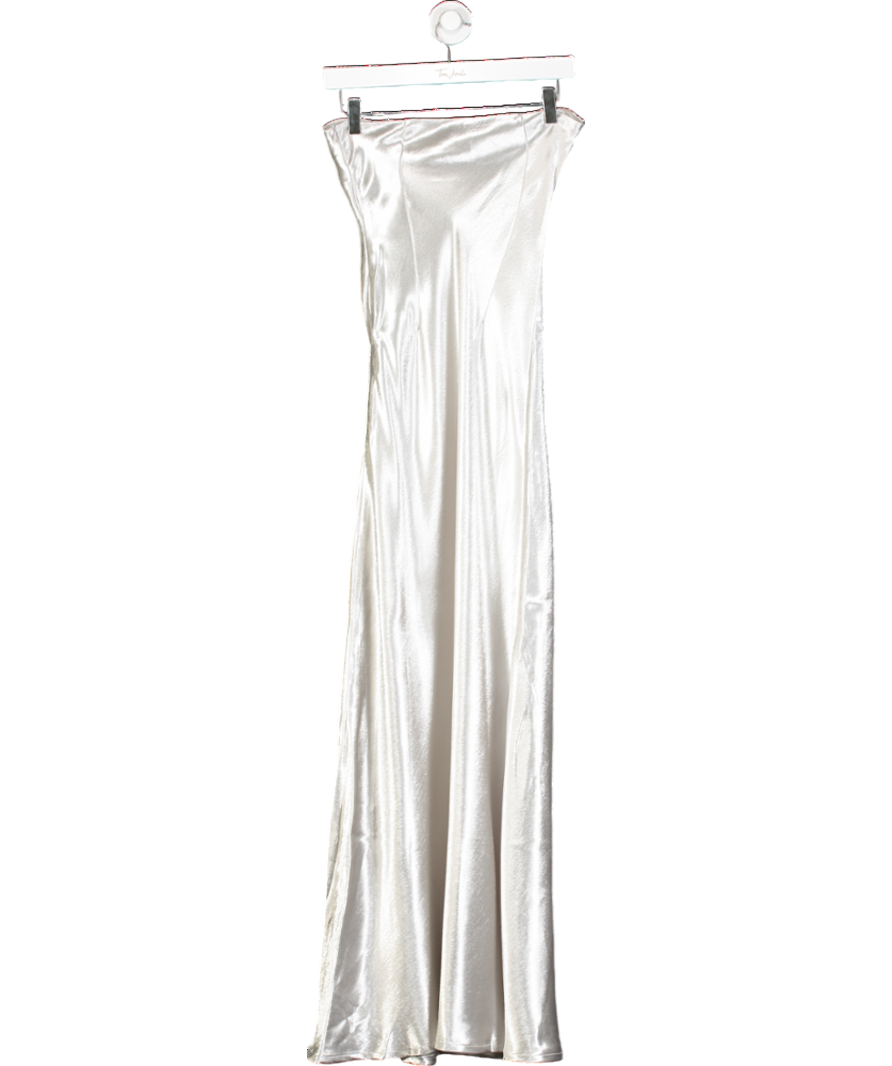 4th & Reckless Metallic Shona Satin Bandeau Maxi Dress UK 8