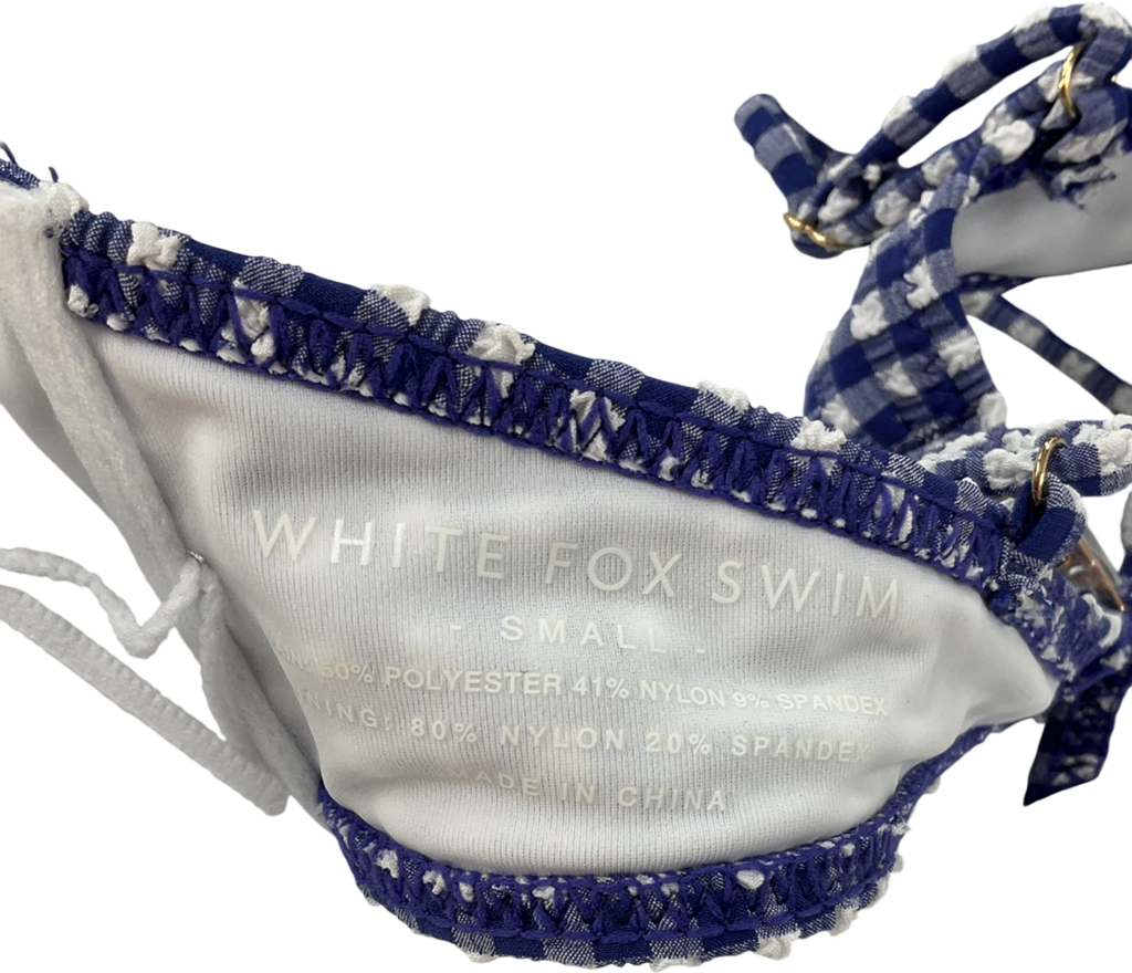 White Fox Beachside Bikini Top Blue Gingham & Seashell Bottoms Blue Gingham UK S