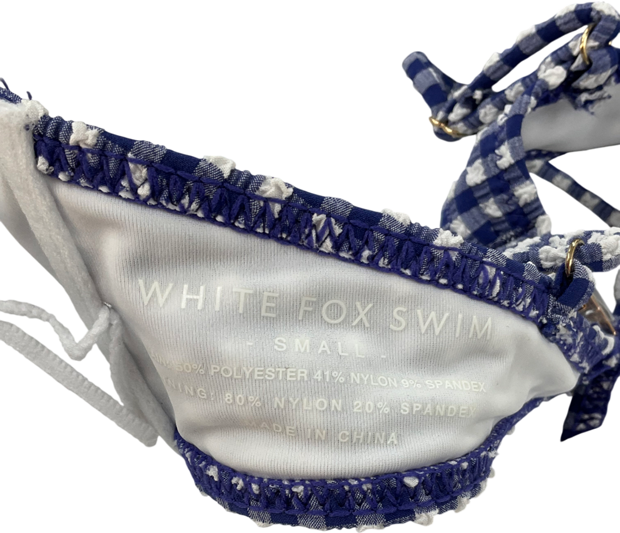 White Fox Beachside Bikini Top Blue Gingham & Seashell Bottoms Blue Gingham UK S