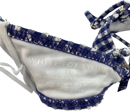 White Fox Beachside Bikini Top Blue Gingham & Seashell Bottoms Blue Gingham UK S