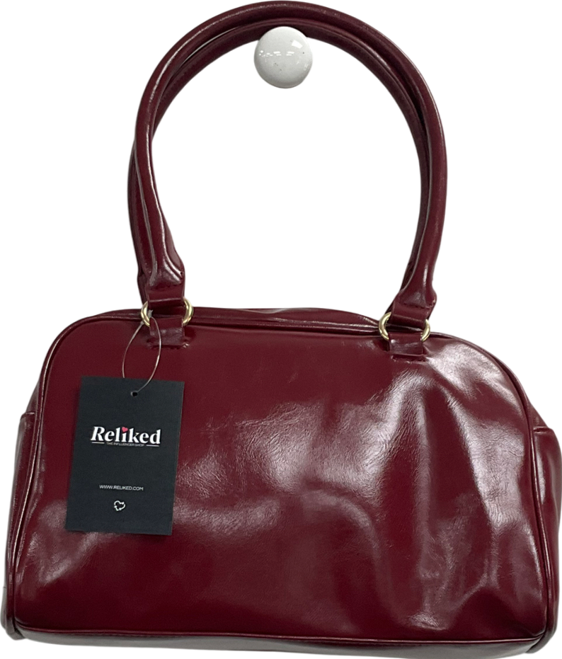 Red Glamorous Top Handle Pocket Detail Bag In Burgundy One Size