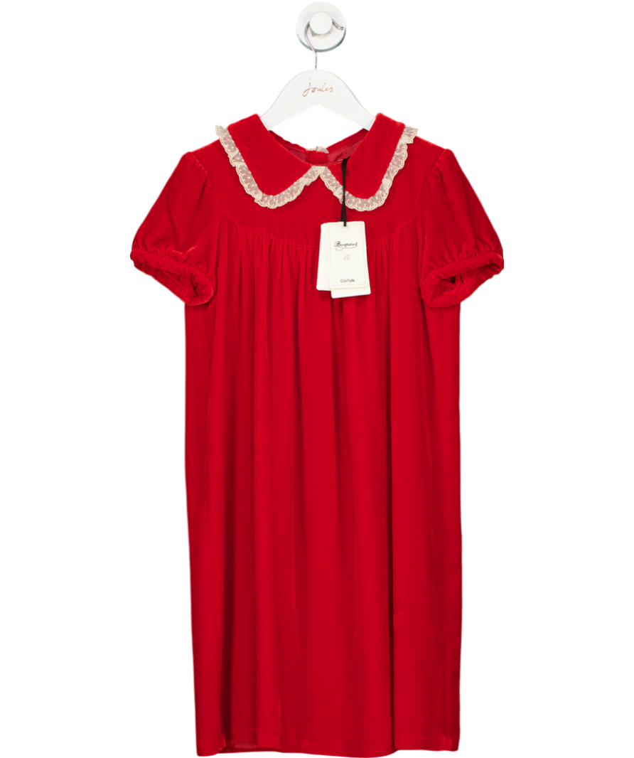 Bonpoint Red Couture Velvet Lace Collar Dress 12 Years