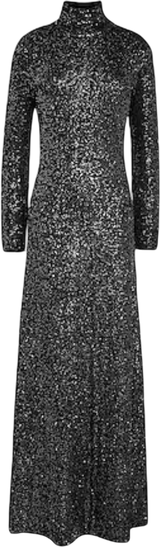 Rag & Bone Black Danni Sequined Sparkle Knit Open Back Maxi Dress UK S