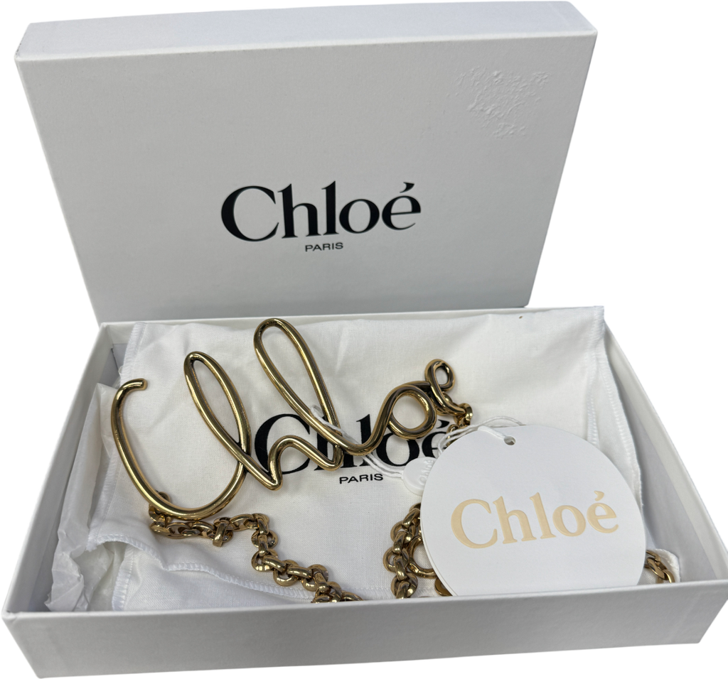 CHLOE Gold Iconic Logo Chain Belt One Size