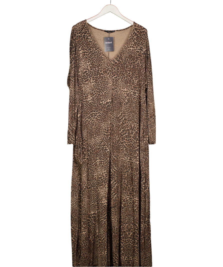 Yours Brown Leopard Long Sleeve Maxi Dress UK 24