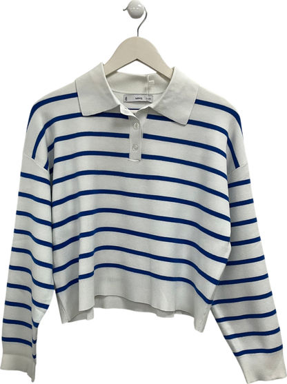 MANGO White Collar Striped Jumper UK M