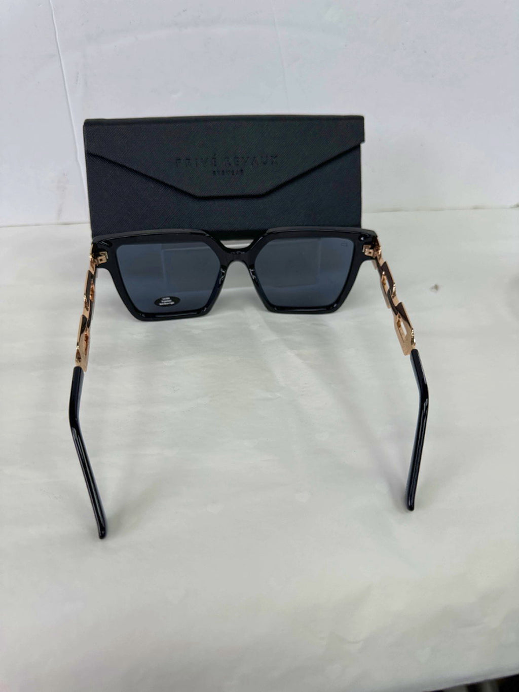 Prive Revaux Black Gold Chain Link Square Sunglasses