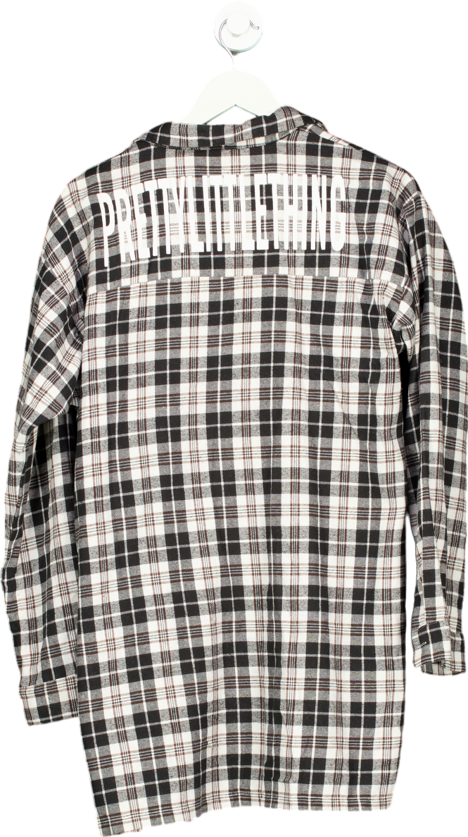 PrettyLittleThing Black/White Checkered Shirt UK 8