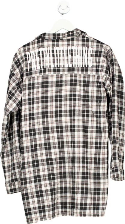 PrettyLittleThing Black/White Checkered Shirt UK 8