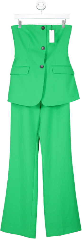 Karen Millen Green Compact Stretch Tailored Button Bodice Jumpsuit UK 8