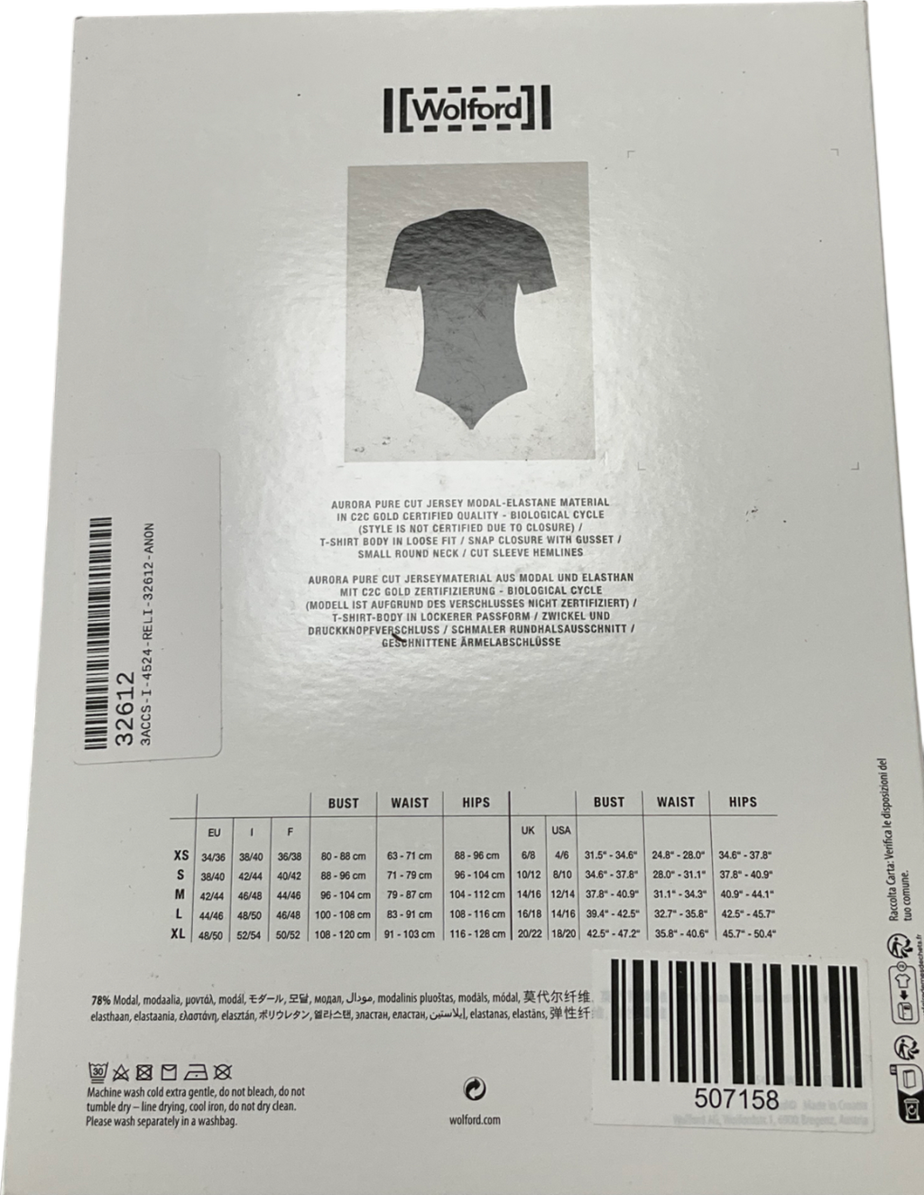 Wolford Black Aurora Pure Cut String Bodysuit UK S