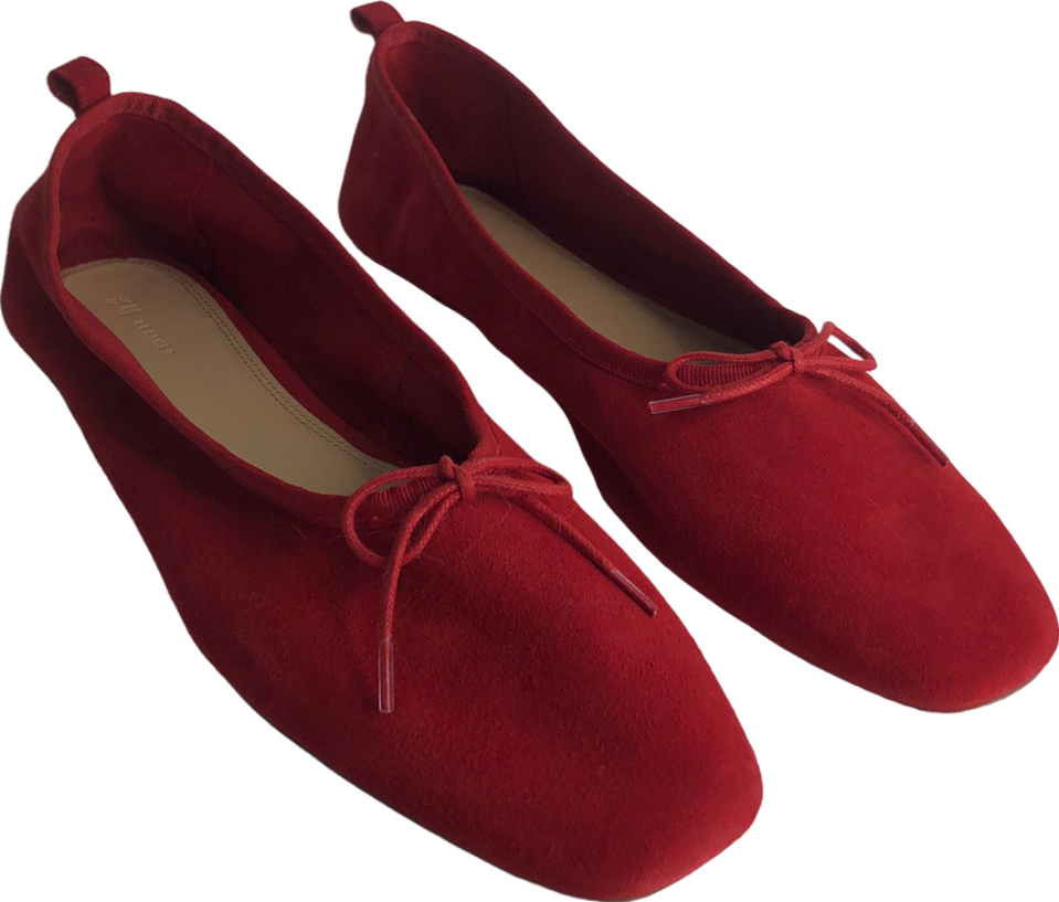 H&M Red Leather Ballet Pumps UK 7 EU 40 👠