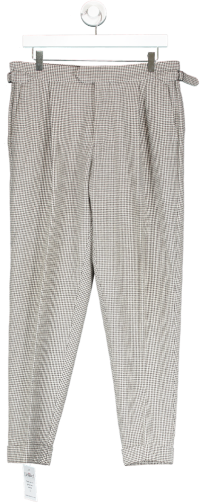 REISS Grey Poppytooth Adjuster Trousers W32