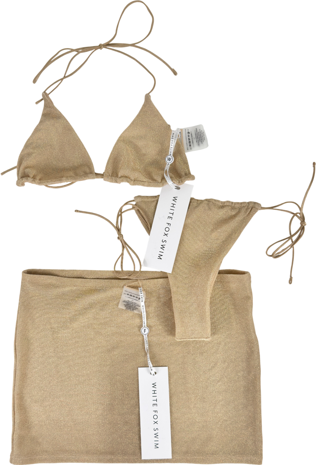 White Fox Beige Matera Bikini Set With Skirt UK S