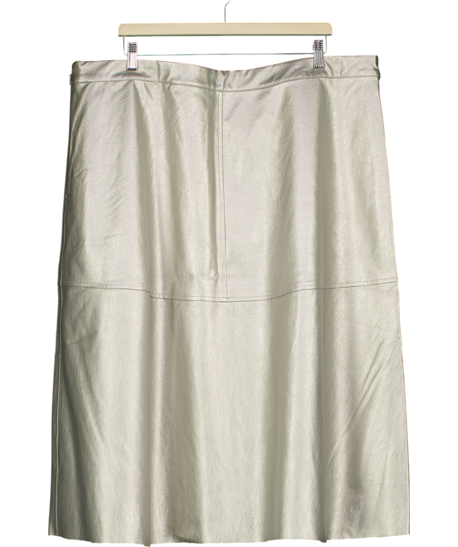 Monsoon Metallic Pippa Faux Leather Midi Skirt UK 22