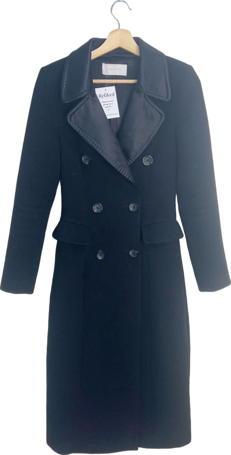 L. Cuppini Black cashmere middleton Double-Breasted Coat UK S