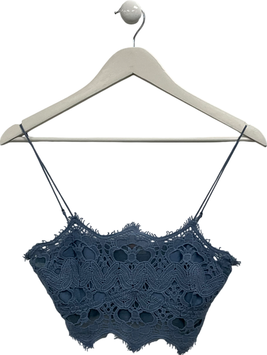 Free People Blue Athena Scallop Crochet Bralette UK M